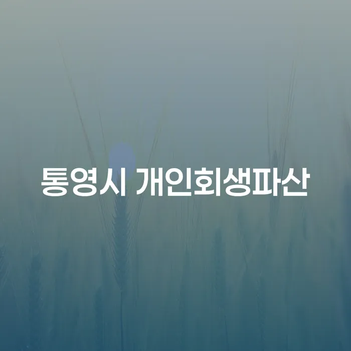 통영시 개인회생파산, 어떻게 접근해야 할까요?
